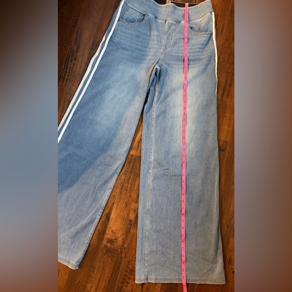HALARA Flex High Waisted Stripe Wide Leg Jean with Pockets LARGE TALL - Picture 7 of 9